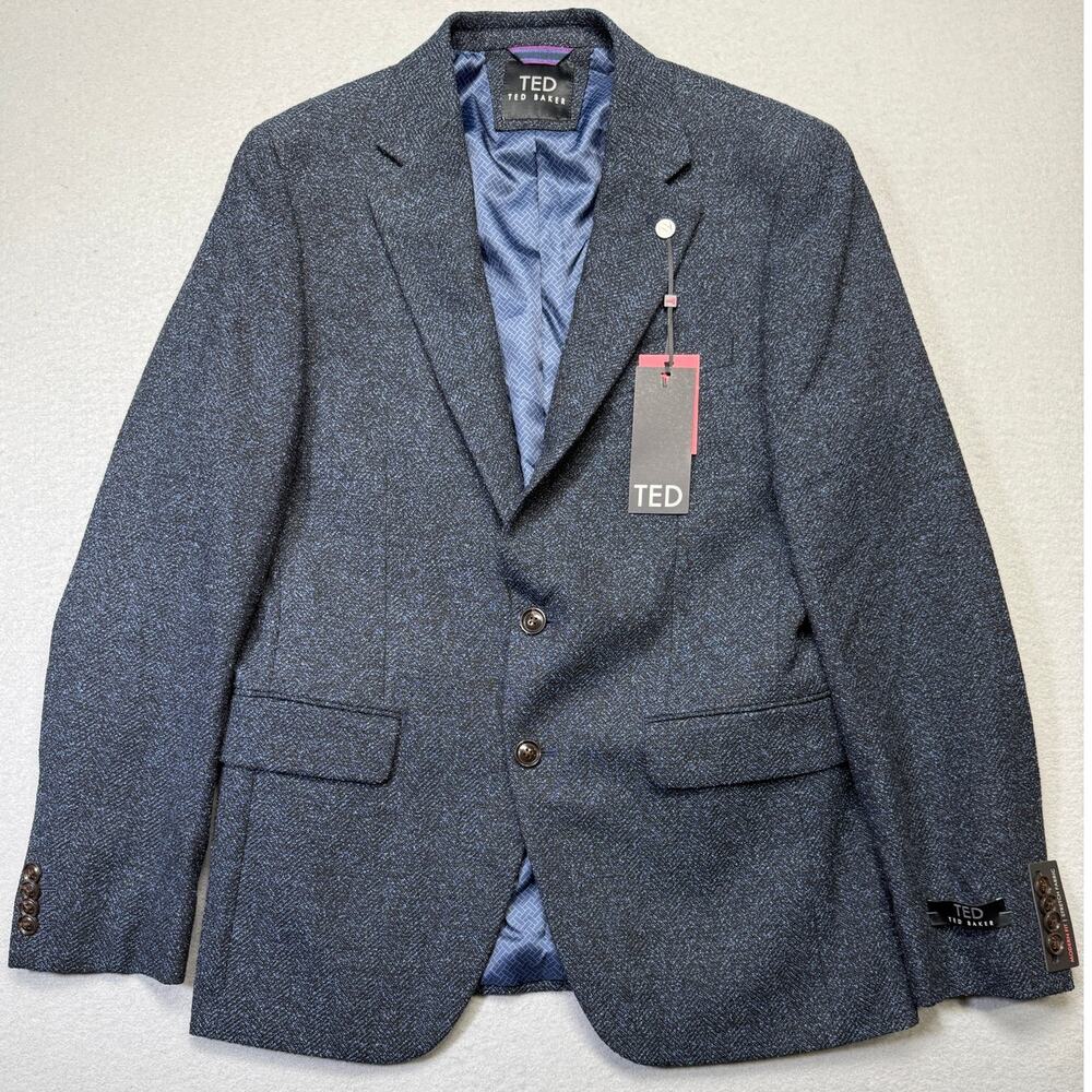 Ted Baker Men's Modern-Fit Blue Boucle Sport Coat - Blue 38R $295